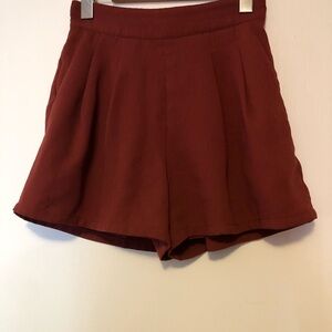 Dynamite High-Waist Rust Red Pleated Shorts
